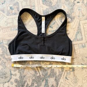 ALO Yoga Black Racerback Bra with White Band